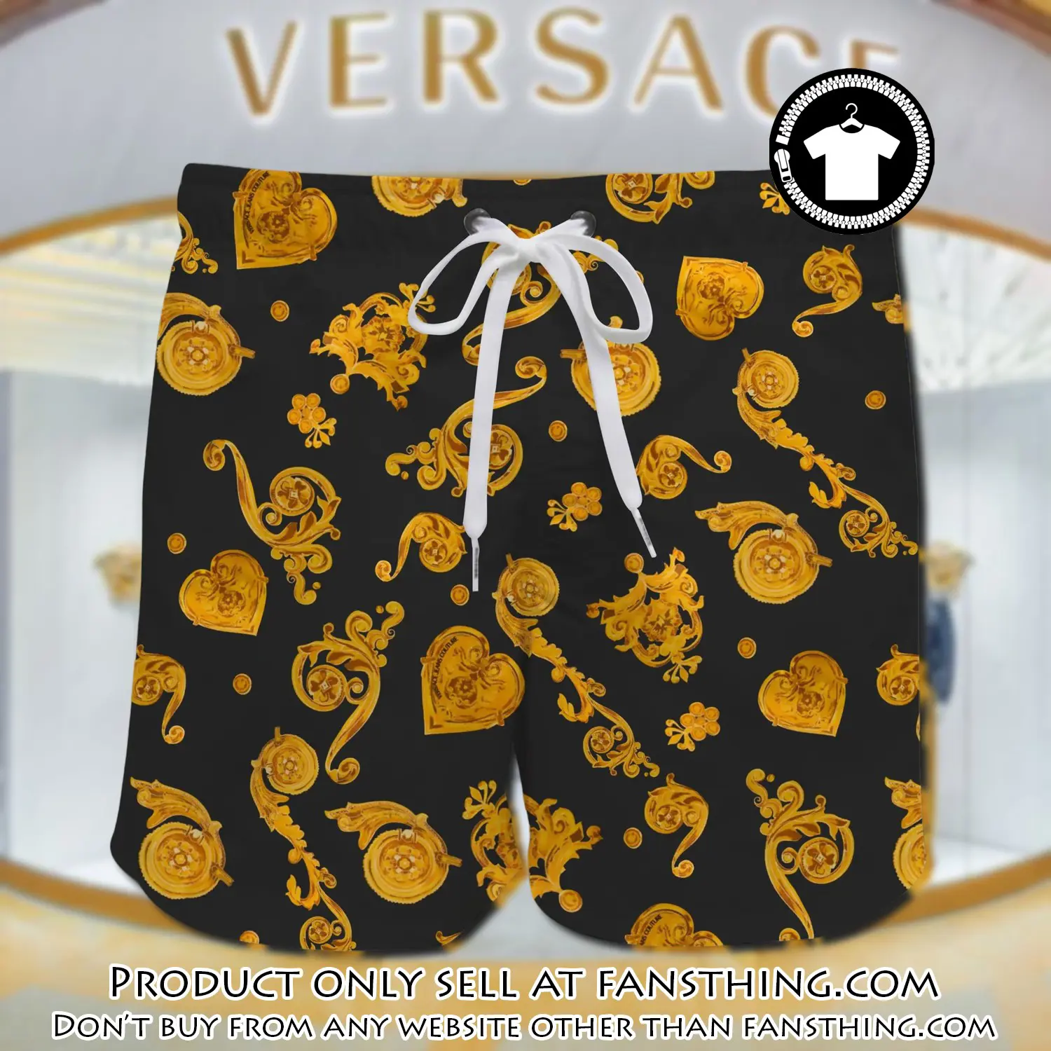 Versace golden black pattern luxury all over print shorts fst5706592